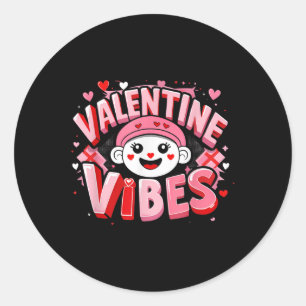 Pegatina Redonda Corazón Valentine Vibes Groovy hombres controlados