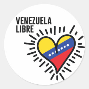 Pegatina Redonda Corazón venezolano