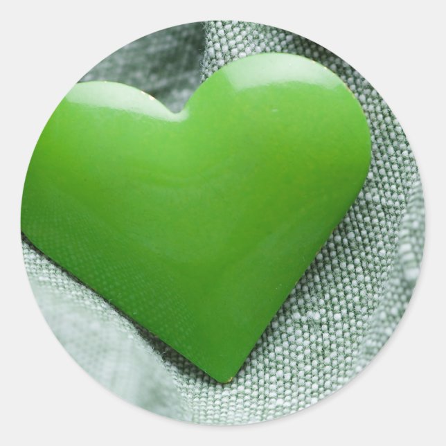 Pegatina Redonda Corazón verde (Anverso)