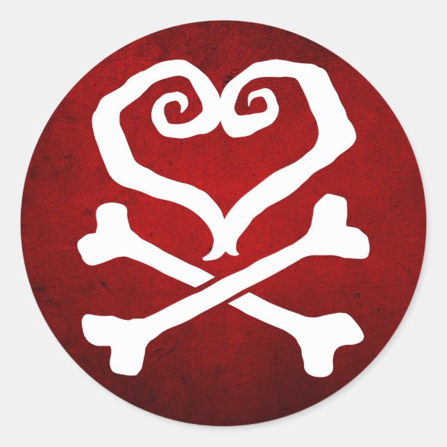 Pegatina Redonda Corazón y cruces de "amor contaminado" (Anverso)