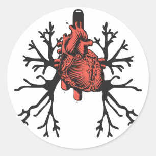Pegatina Redonda Corazón y pulmones