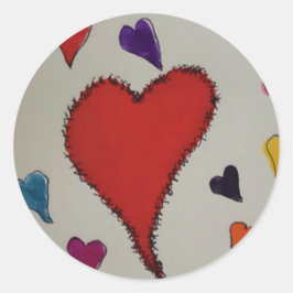 Pegatina Redonda Corazones