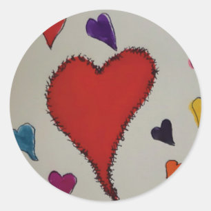 Pegatina Redonda Corazones