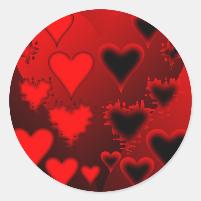 Pegatina Redonda Corazones (Anverso)