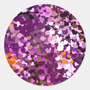 PEGATINA REDONDA CORAZONES