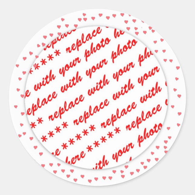 Pegatina Redonda Corazones alrededor de tu plantilla de fotos (Anverso)