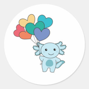 Pegatina Redonda Corazones Arcoiris Orgullo Lgbtq Globos Axolotl