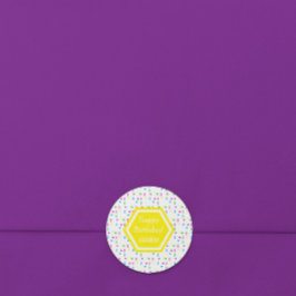 Pegatina Redonda Corazones arcoiris Tercer cumpleaños