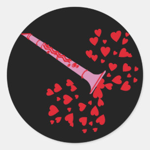 Pegatina Redonda Corazones Clarinet