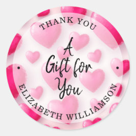 Pegatina Redonda Corazones de agradecimiento