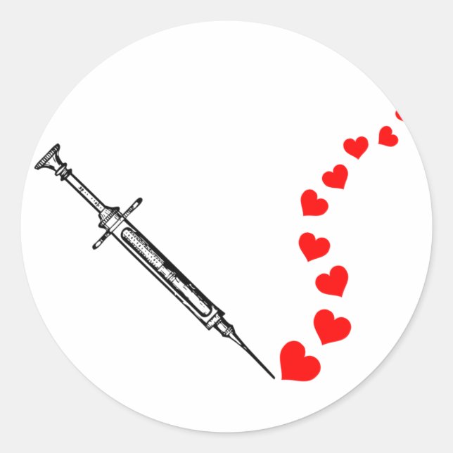 Pegatina Redonda Corazones de aguja (negro) (Anverso)