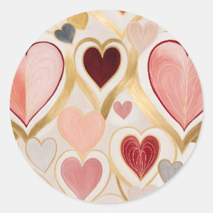 Pegatina Redonda Corazones de amor