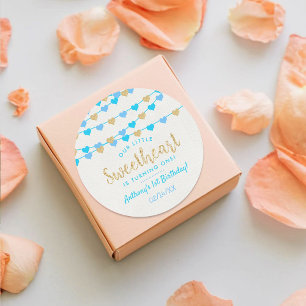 Pegatina Redonda Corazones de amor colgantes cumpleaños pequeño amo