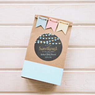 Pegatina Redonda Corazones de amor colgantes Pequeño amor Baby Show