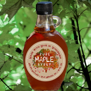 Pegatina Redonda Corazones de arce hechos con amor tu kraft de esta