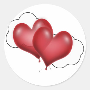 Pegatina Redonda Corazones de globo (agrega tu texto)