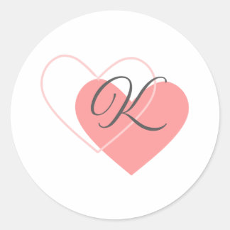 Pegatina Redonda Corazones de Monograma