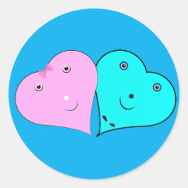 Pegatina Redonda corazones de mr y mrs