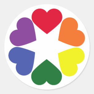Pegatina Redonda corazones de orgullo LGBT