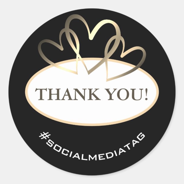 Pegatina Redonda Corazones de oro redondos elegantes gracias a las  (Anverso)