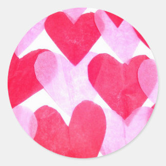Pegatina Redonda Corazones de papel