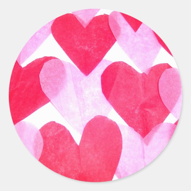 Pegatina Redonda Corazones de papel (Anverso)