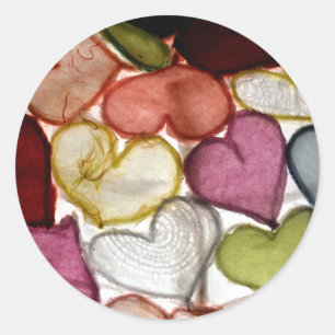 Pegatina Redonda Corazones de papel Washi: Japón