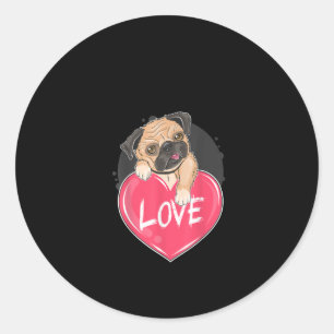 Pegatina Redonda Corazones de perro de pug cutáneo pug regalo de Sa