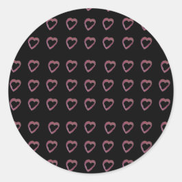 Pegatina Redonda Corazones de pintalabios rosados calientes