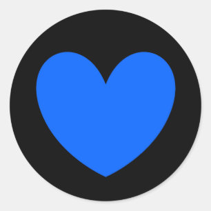 Pegatina Redonda Corazones de polka azul sobre negro