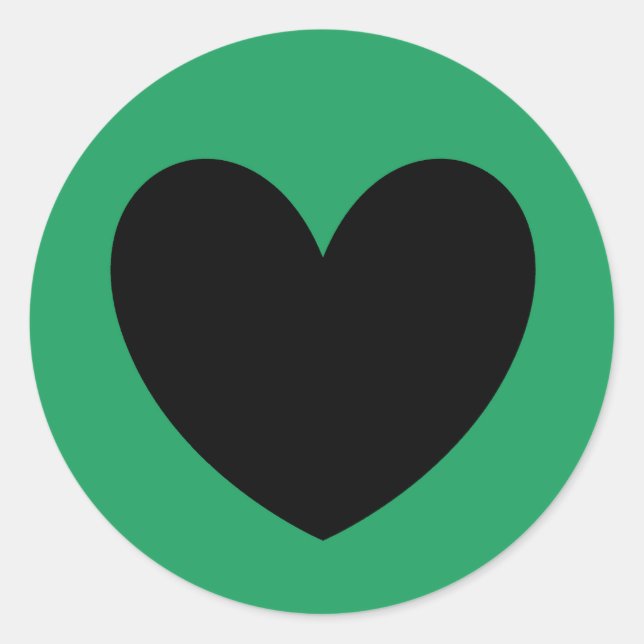 Pegatina Redonda Corazones de polka negra en Kelly Green (Anverso)