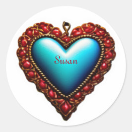 Pegatina Redonda Corazones de San Valentín de personalizable, Coraz