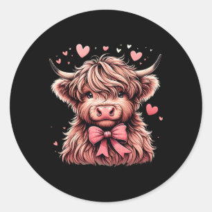 Pegatina Redonda Corazones de San Valentín de Vaca