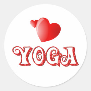 Pegatina Redonda Corazones de yoga