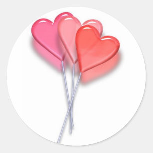 Pegatina Redonda Corazones del Lollipop