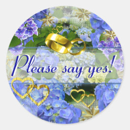 Pegatina Redonda CORAZONES E HIDRANGEAS ~ Selladores de sobres # 3