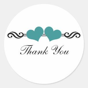 Pegatina Redonda Corazones Elegantes Gracias Pegatinas, Verde azula