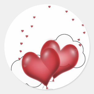 Pegatina Redonda Corazones globos con corazones pequeños