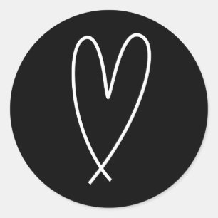 Pegatina Redonda Corazones modernos Ducha nupcial mínima blanca y n