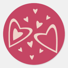 Pegatina Redonda Corazones Nucleares - rojo magenta - imagen.