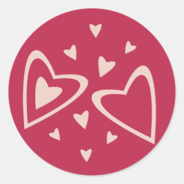 Pegatina Redonda Corazones Nucleares - rojo magenta - imagen.     