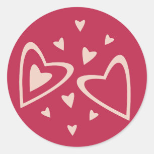 Pegatina Redonda Corazones Nucleares - rojo magenta - imagen.     