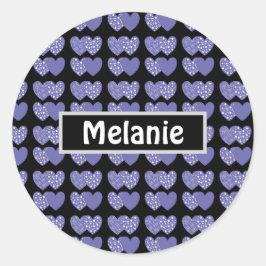 Pegatina Redonda Corazones púrpuras