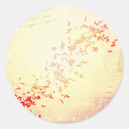 Pegatina Redonda Corazones que caen