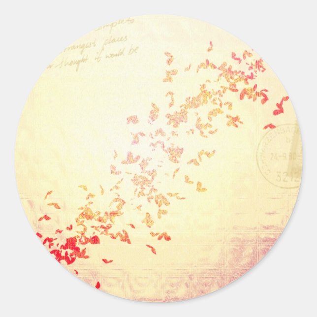 Pegatina Redonda Corazones que caen (Anverso)