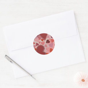 Pegatina Redonda Corazones Rojo y Rosa