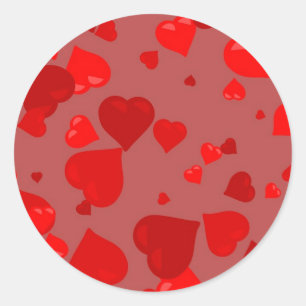 Pegatina Redonda Corazones rojos