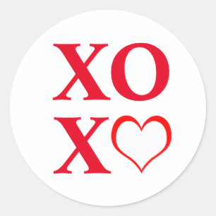 Pegatina Redonda Corazones rojos XOXO