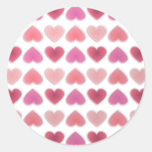 Pegatina Redonda corazones rosados