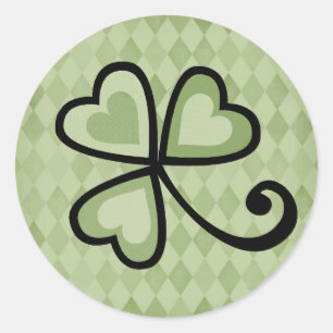 Pegatina Redonda Corazones Shamrock